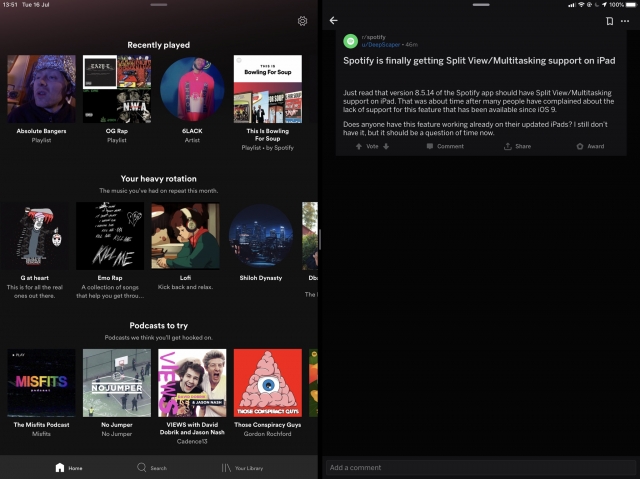 Spotify 終於支援 iPad 分割顯示和多任務處理 | iPad, iPadOS, Spotify, 分割顯示 | iPhone News 愛瘋了