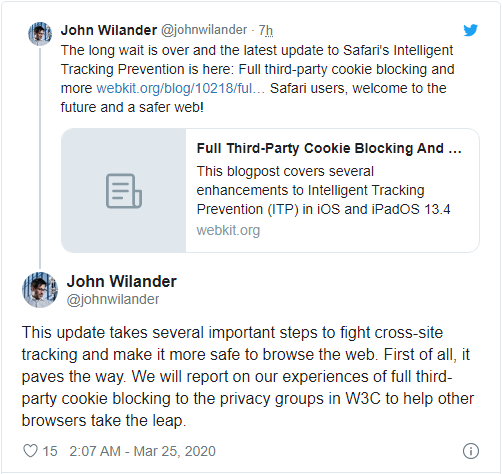 Safari 比 Chrome 早兩年全面禁止第三方 Cookie