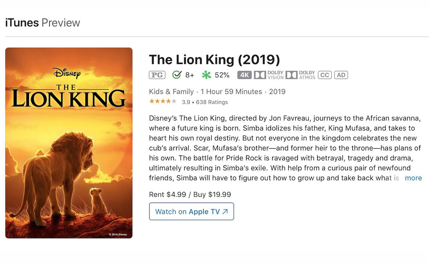 迪士尼開始在 iTunes 商店提供 4K HDR 高畫質電影