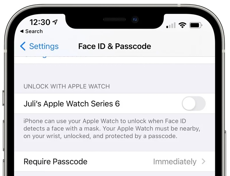 如果戴著口罩！iOS 14.5 能用 Apple Watch 解鎖 iPhone
