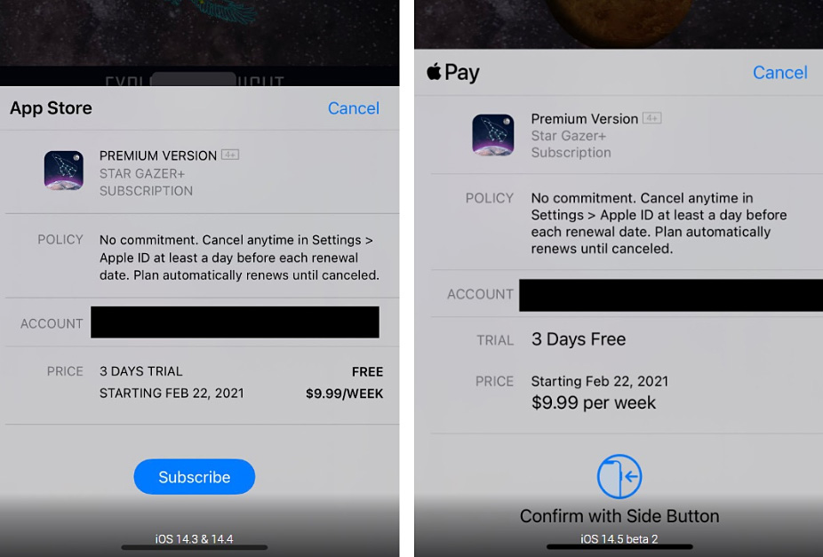 iOS14.5優化了App Store訂閱表格：價格和試用訊息更清晰