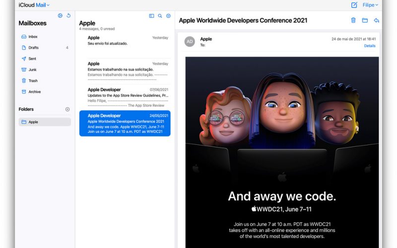 蘋果重新設計網路版 iCloud 郵件，和 macOS 風格更加一致