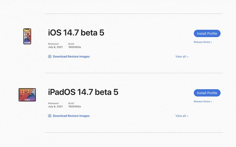 蘋果發布第五個 iOS 14.7、tvOS 14.7 和 watchOS 7.6 測試版