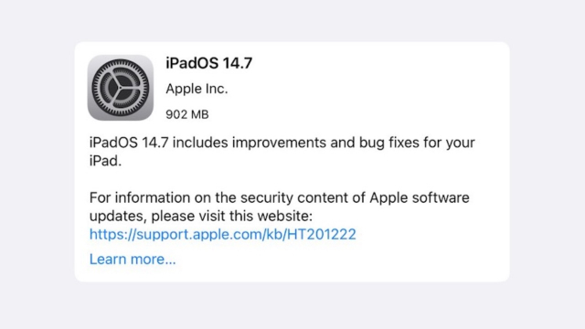 iPadOS 14.7 開放更新！優化 iPad 和修復各種小問題