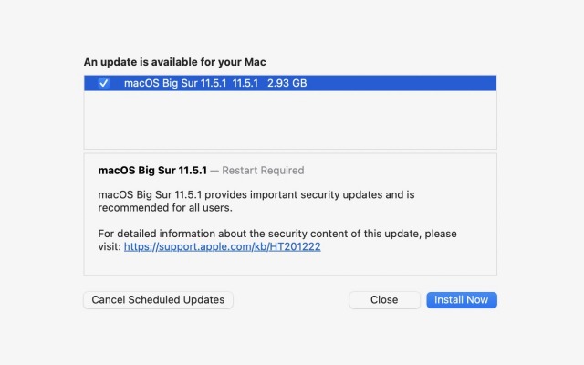 macOS 11.5.1 開放下載！蘋果建議安裝重要安全更新