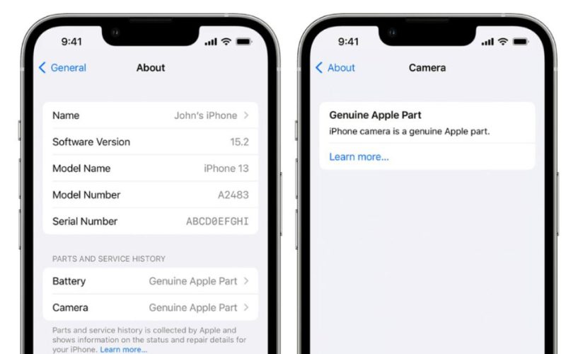 iOS 15.2 可顯示 iPhone 維修記錄，零件是否為正品