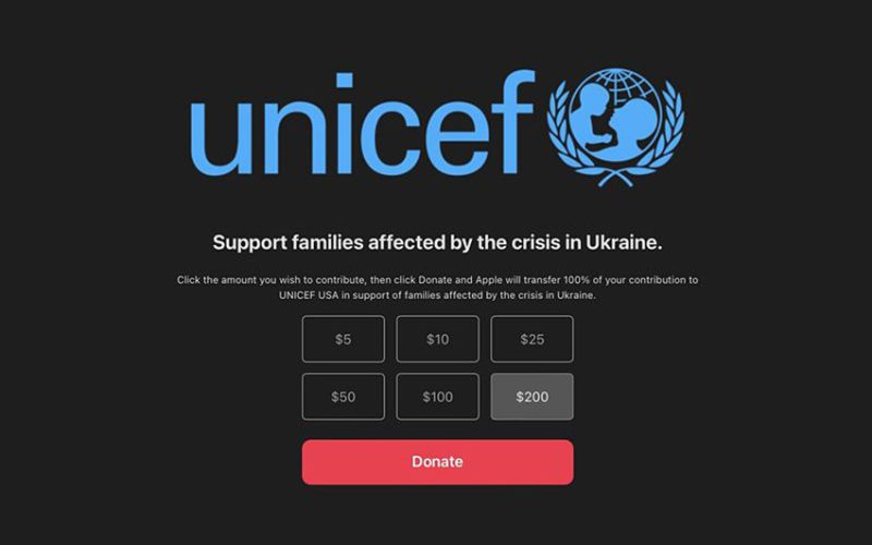蘋果讓用戶更容易向烏克蘭有需要的人捐款