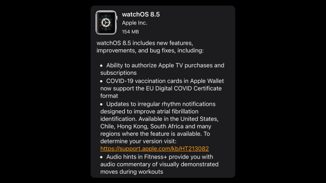 watchOS 8.5開放更新！Apple Watch支援授權Apple TV購買和訂閱