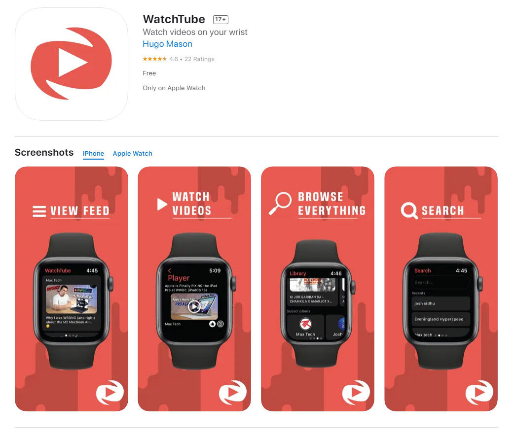 想在手腕上 Apple Watch 用看 YouTube 嗎？WatchTube | Apple Watch, Apple Watch WatchTube, Hugo Mason, WatchTube, YouTube, 蘋果手錶 | iPhone News 愛瘋了