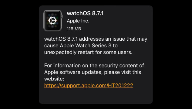 蘋果為 Apple Watch Series 3 發布 watchOS 8.7.1 更新 | Apple Watch, Apple Watch Series 3, watchOS 8.7.1, 蘋果手錶 | iPhone News 愛瘋了
