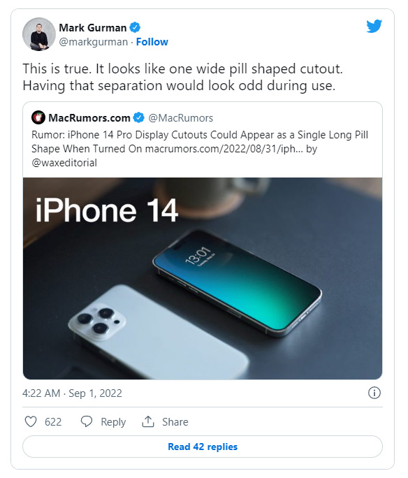 彭博社：iPhone 14 Pro螢幕開孔像藥丸，不是驚嘆號 | iPhone 14 Pro, iPhone 14前鏡頭, iPhone 14開孔 | iPhone News 愛瘋了
