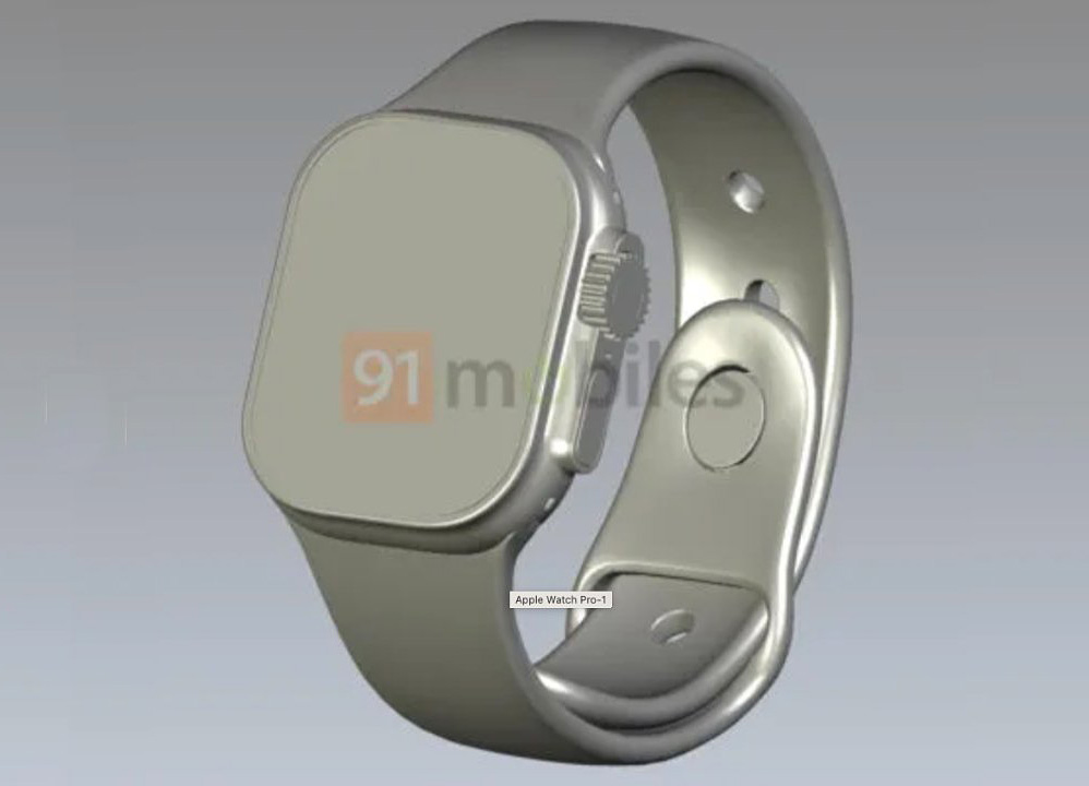 Apple Watch Pro 渲染圖展示了數位錶冠等新設計