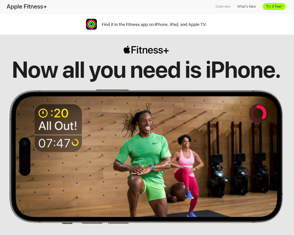 iOS 16.1和tvOS 16.1開始，沒Apple Watch也能用Apple Fitness+