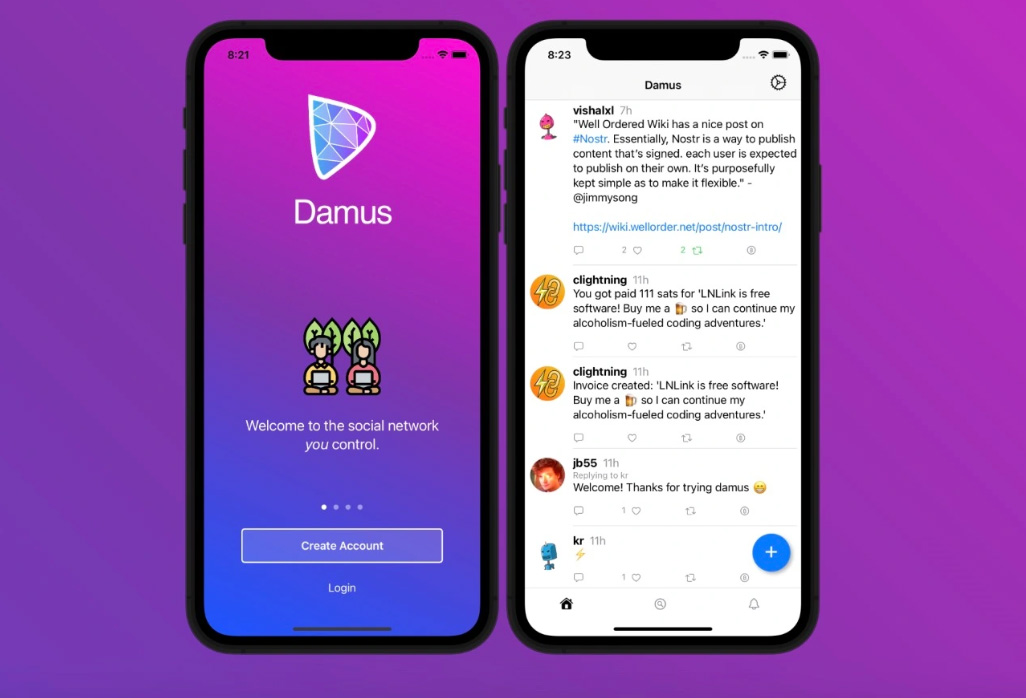 Damus - 基於Nostr協議的去中心化社交應用，手機版下載