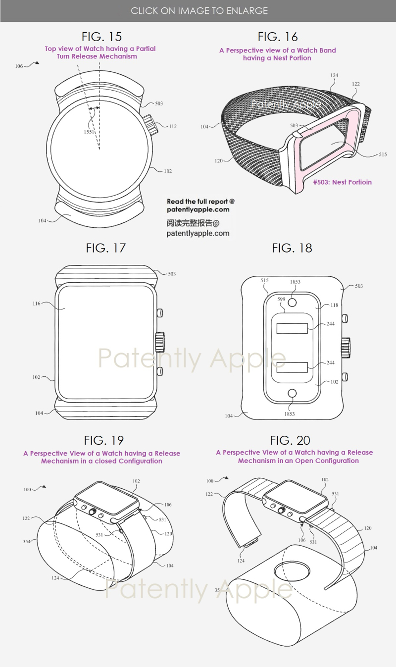 未來 Apple Watch 具有內建鏡頭和獨特錶帶系統 | Apple Patently, Apple Watch, 蘋果專利, 蘋果手錶, 錶帶 | iPhone News 愛瘋了