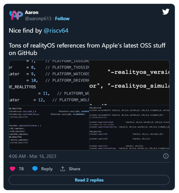 蘋果在GitHub上開源代碼中引用了realityOS