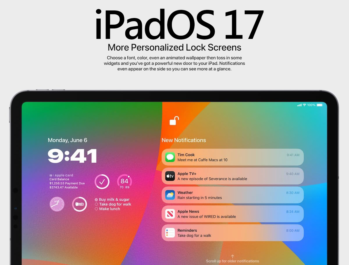 iPadOS 17將支援iPhone的「鎖定畫面」自訂功能