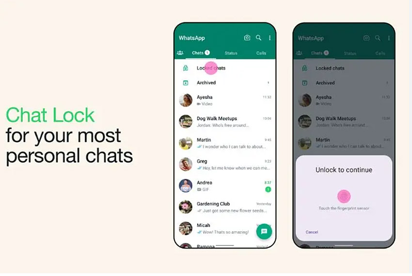 WhatsApp新功能「對話鎖定」，讓你保護私人聊天內容