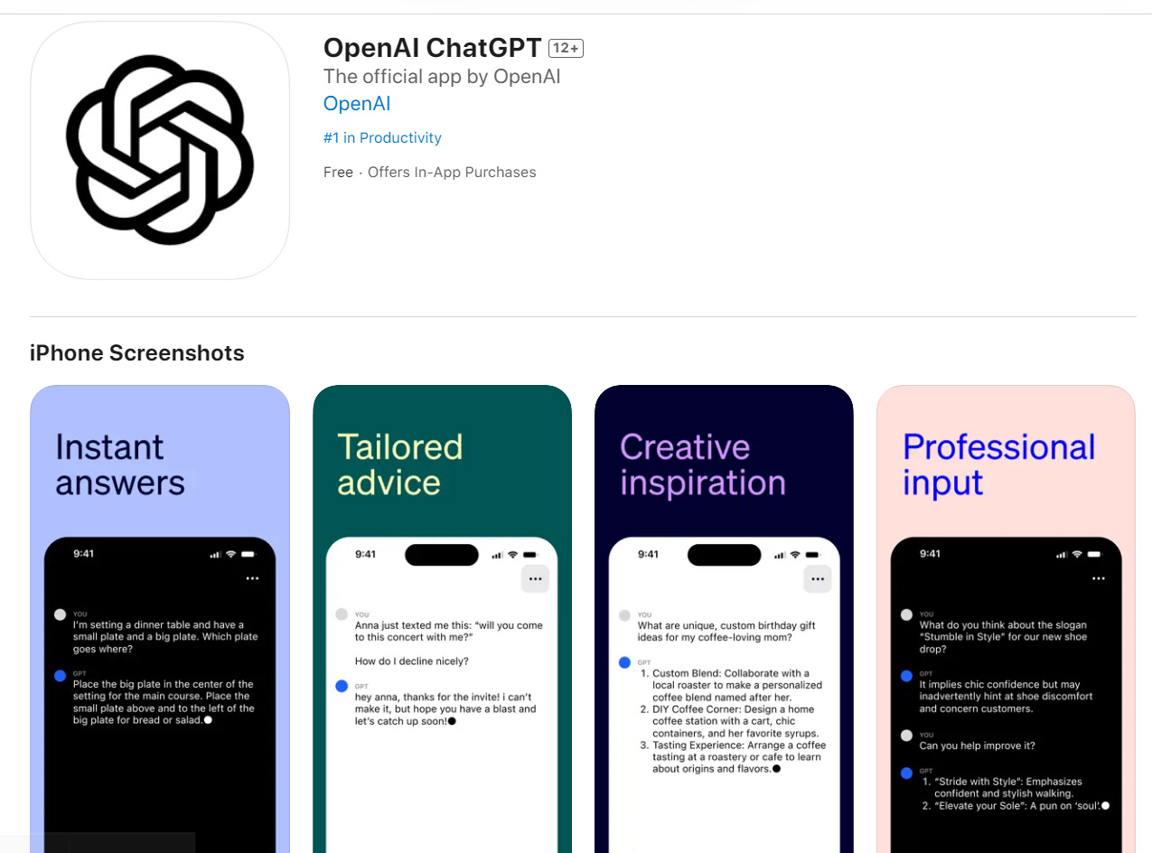 OpenAI 推出 iPhone 版官方 ChatGPT 應用程式