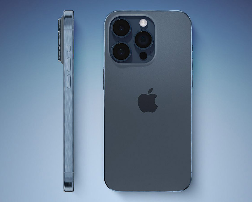 iPhone 15 Pro 的全新時尚色彩：鈦金屬藍和灰