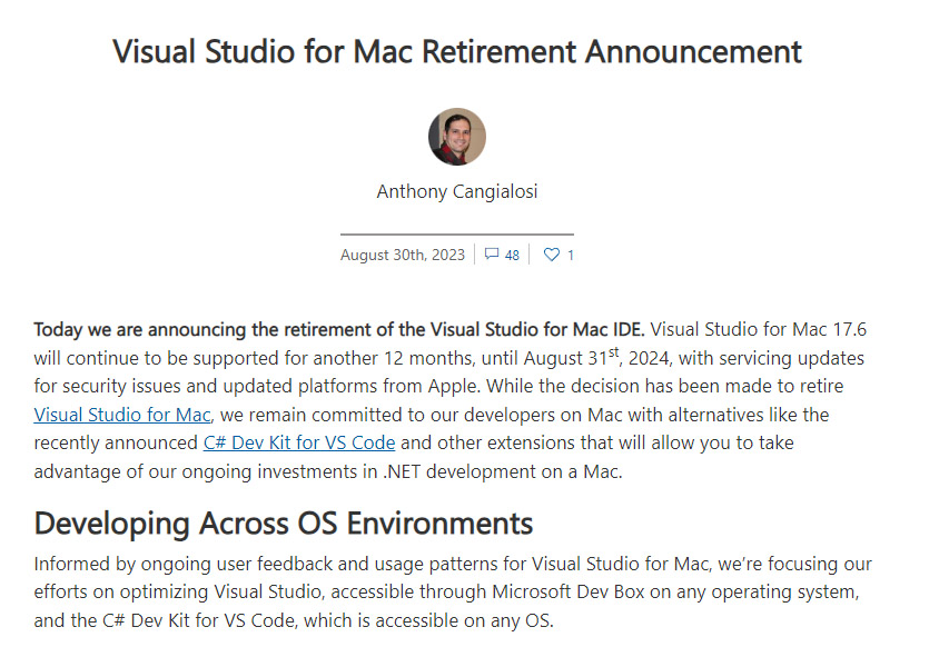 微軟 Visual Studio for Mac 告別！開發者該何去何從