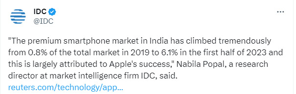 蘋果 iPhone 在印度高端手機市佔近七成，擊敗安卓