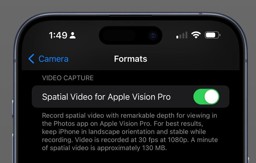 iOS 17.2支援iPhone拍攝Vision Pro的3D空間影片