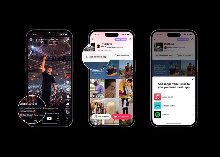 TikTok 抖音新功能：歌曲加入Apple Music、Spotify