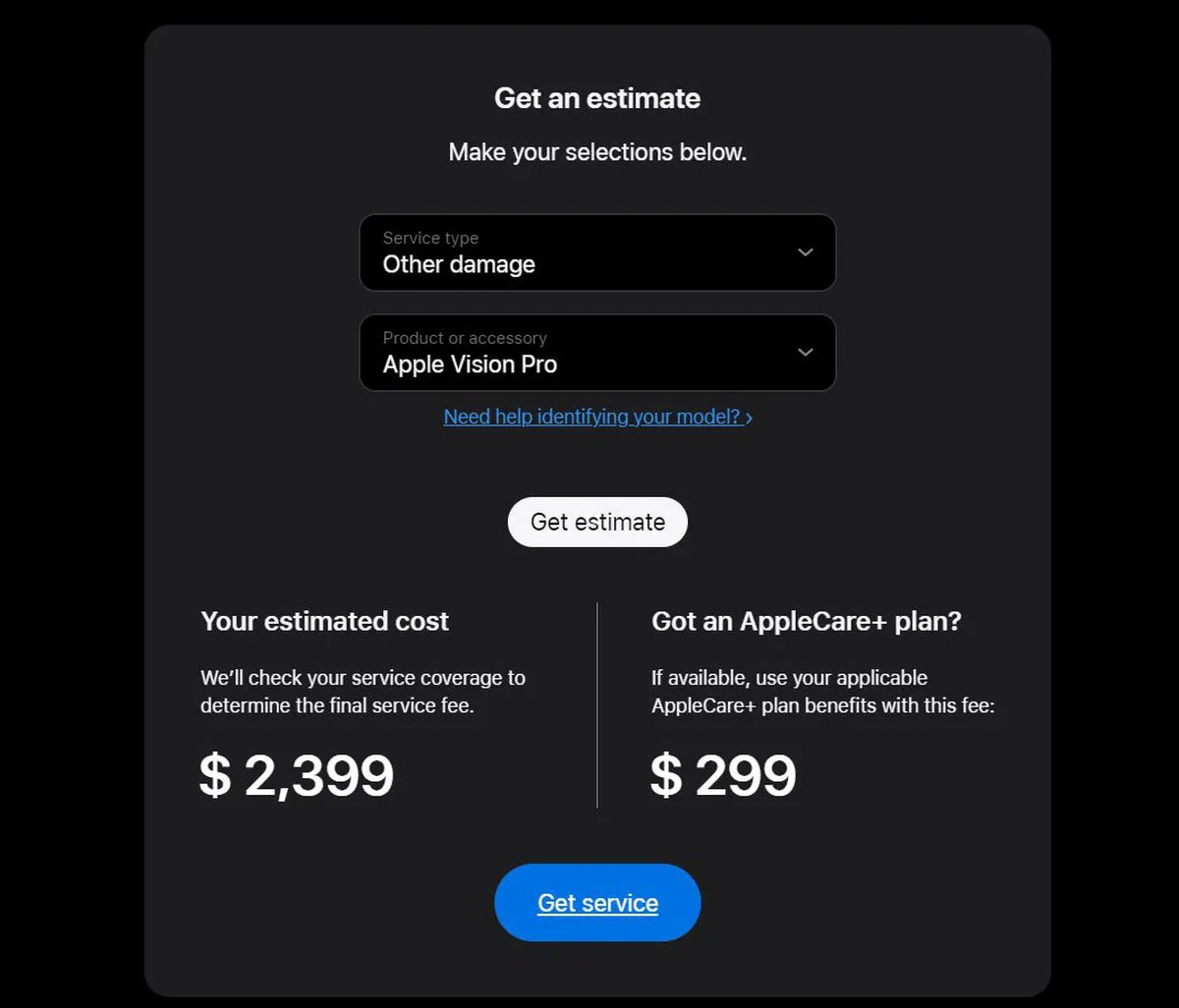 apple vision pro repair cost and insurance 2