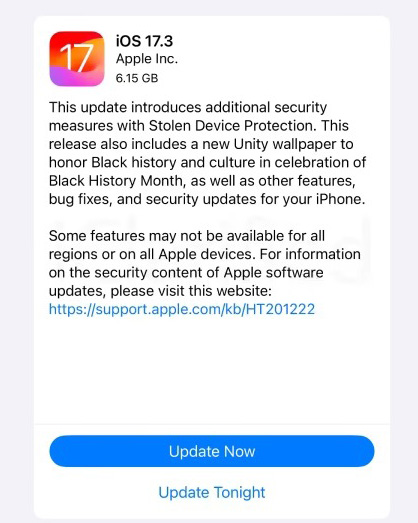 apple ios 17 3 ipados 17 3 upgrade 2