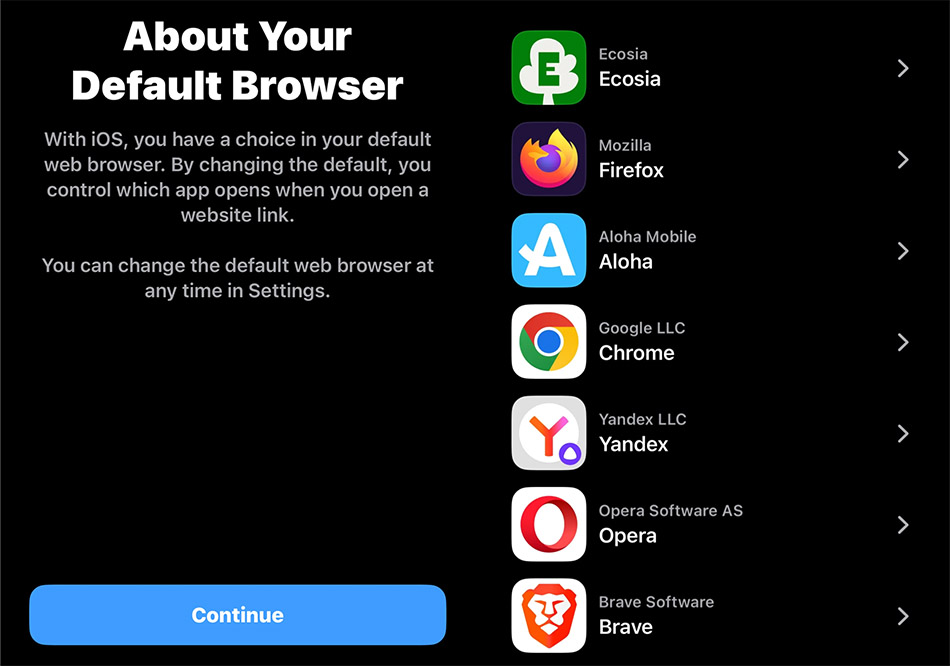 iOS 17.4提供11款瀏覽器選擇：滿足歐盟數位市場法案需求 ios 17 4 browser choice unveiled