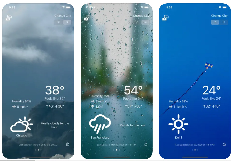 InstantWeather App - iPhone 和 iPad 上天氣自定義背景 InstantWeather App