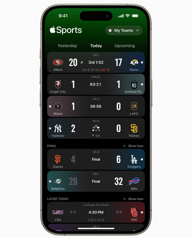 apple sports new features nfl college football 3