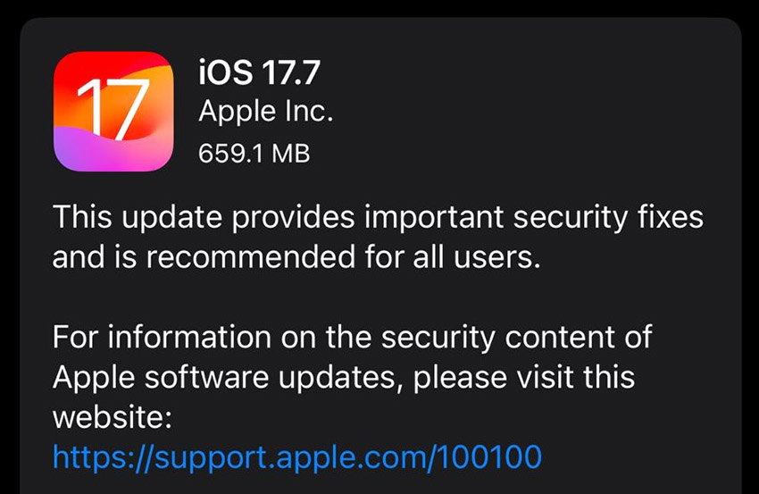 apple ios 17 7 update security fixes 2