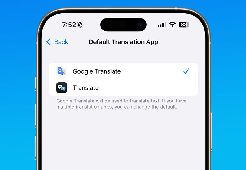google translate as default ios 2