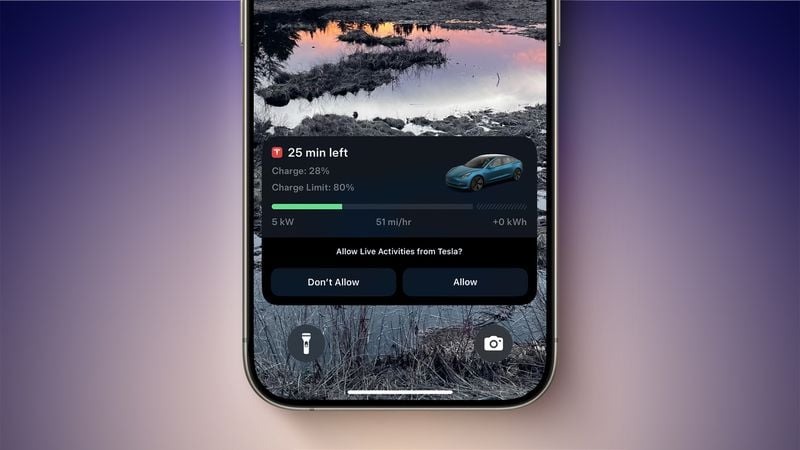tesla supercharge live activity iphone 2