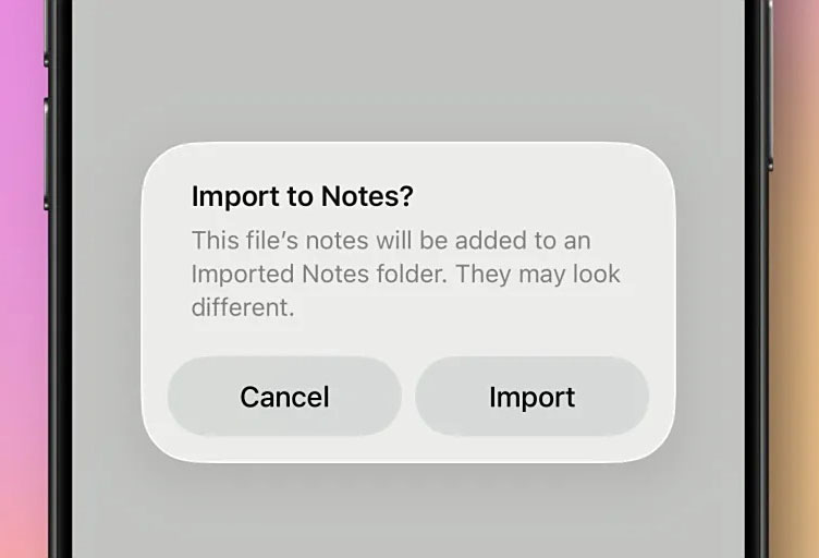 ios26 notes markdown import export 2