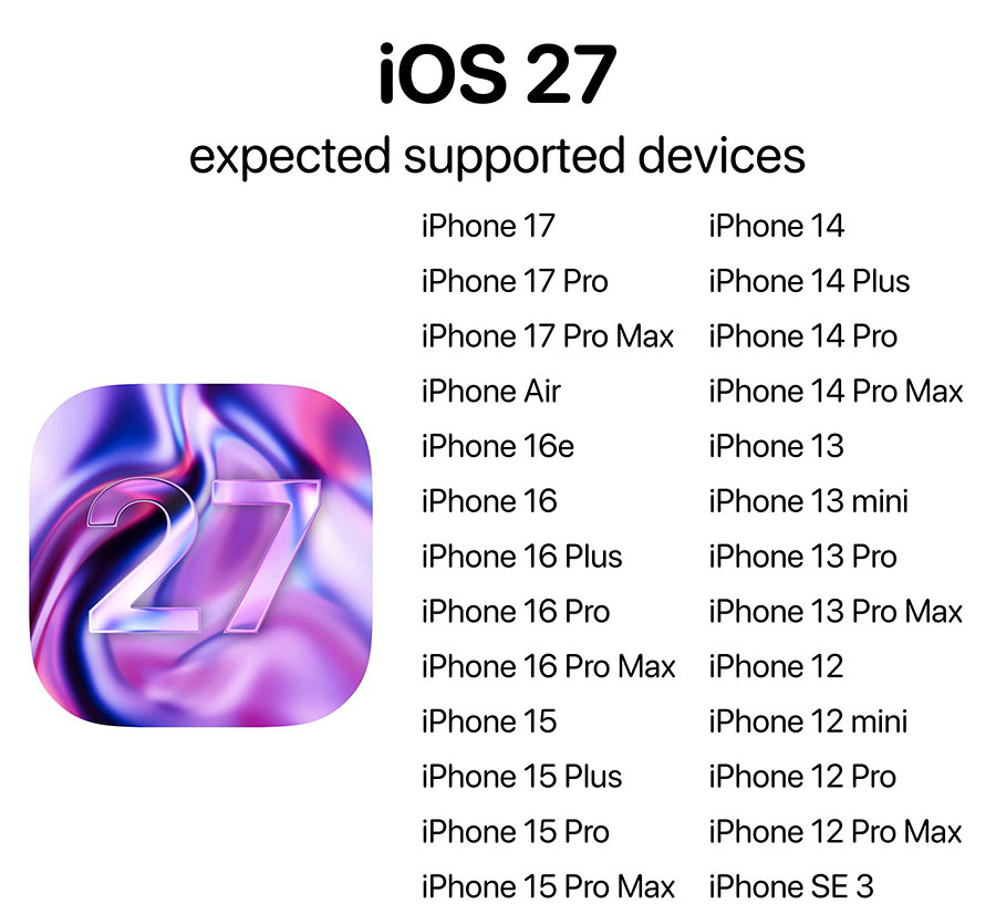 ios 27 supported iphone models ai features 2